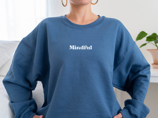 Mindful Crewneck, Breathe In Breathe Out on Sleeve