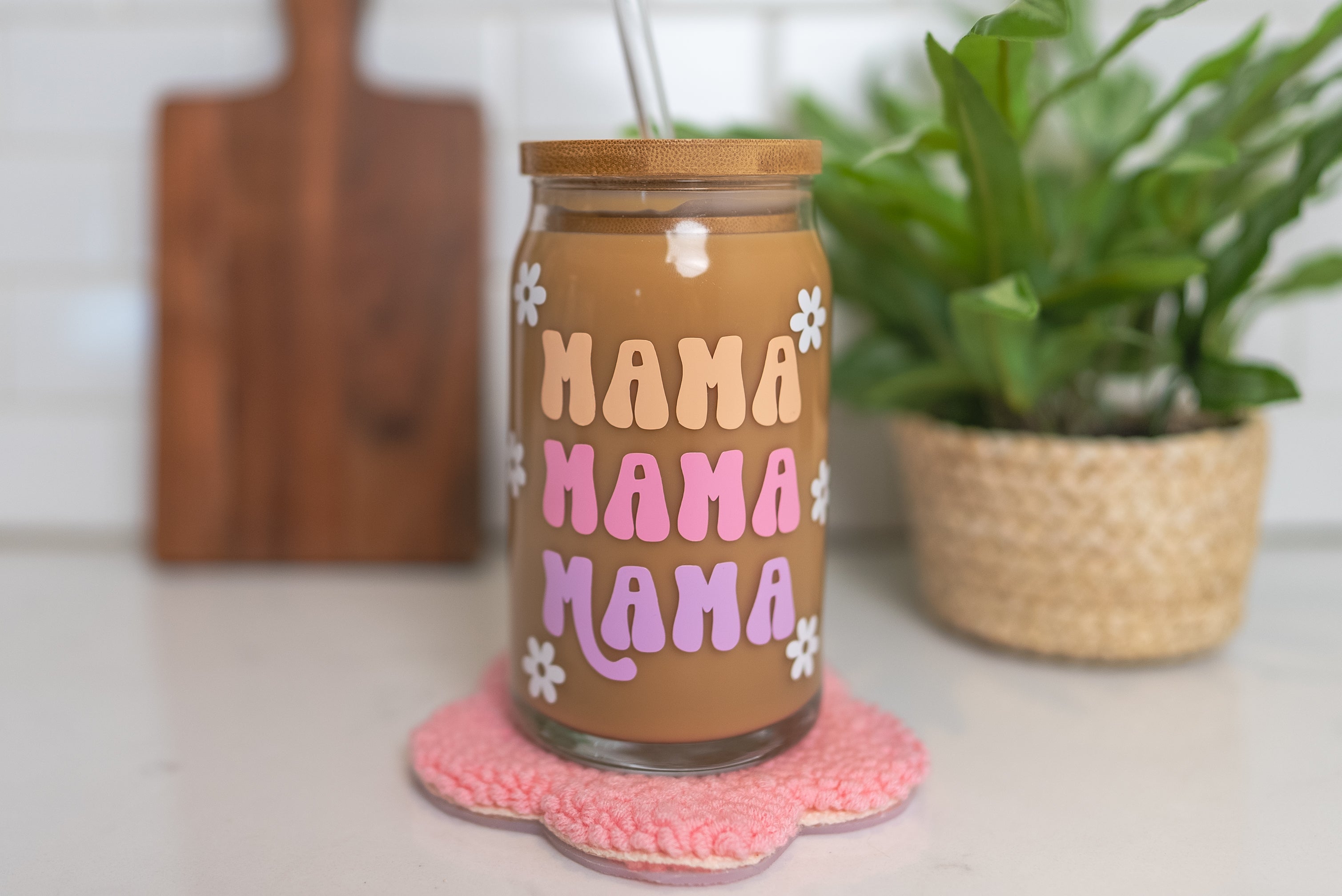 Mama Needs Coffee Glass with Bamboo Lid and Straw – Jessica James Designs