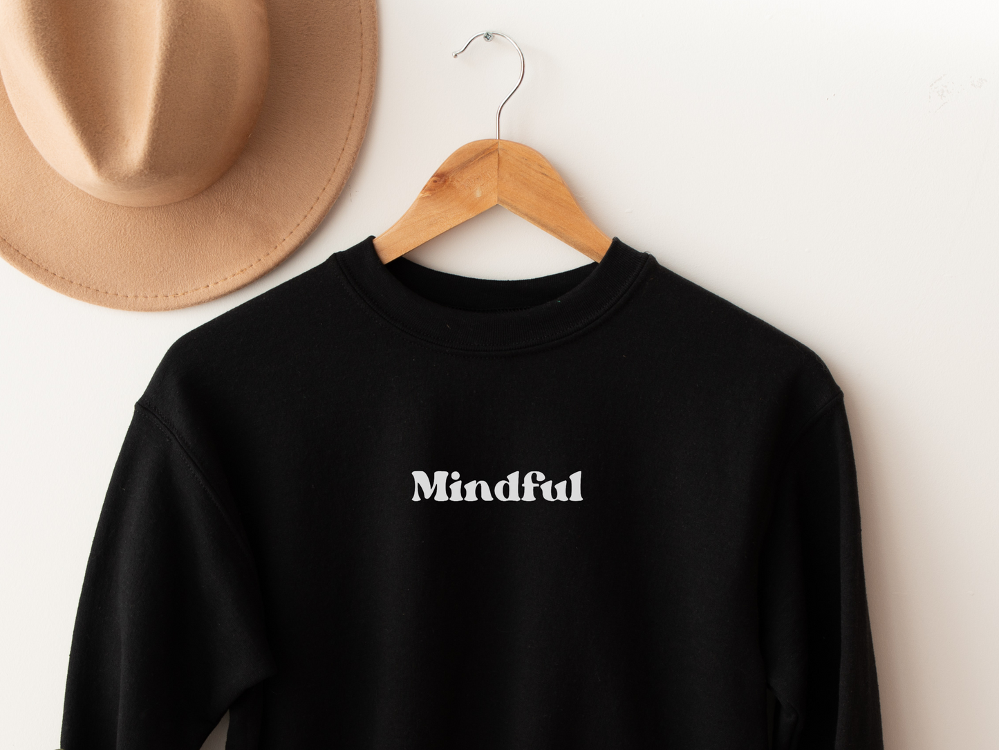 Mindful Crewneck, Breathe In Breathe Out on Sleeve