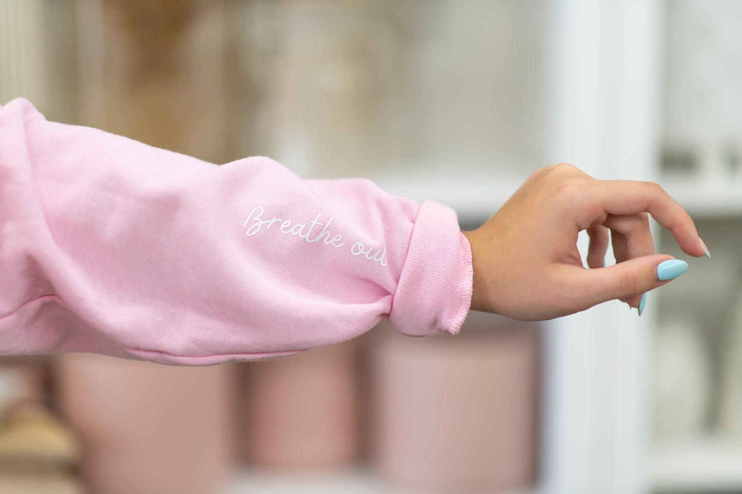 Mindful Crewneck, Breathe In Breathe Out on Sleeve