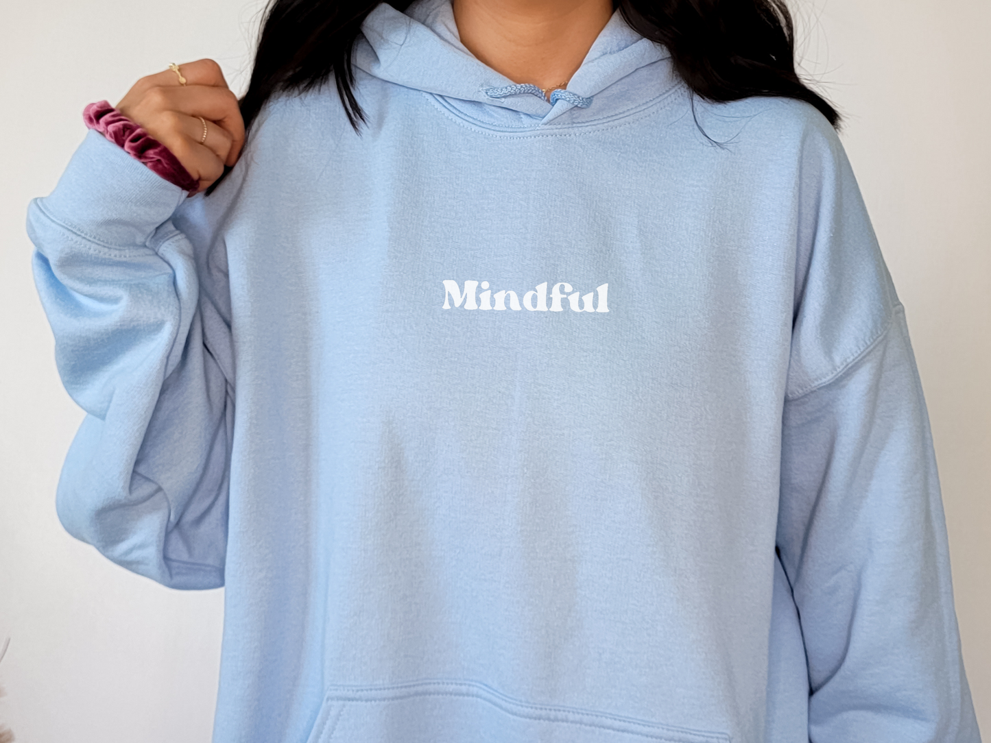 Mindful Sweatshirt, Breathe In Breathe Out on Sleeve