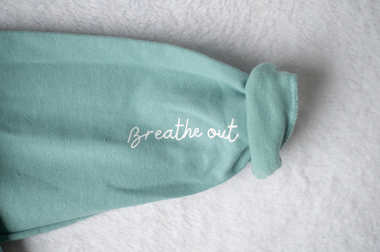 Mindful Sweatshirt, Breathe In Breathe Out on Sleeve