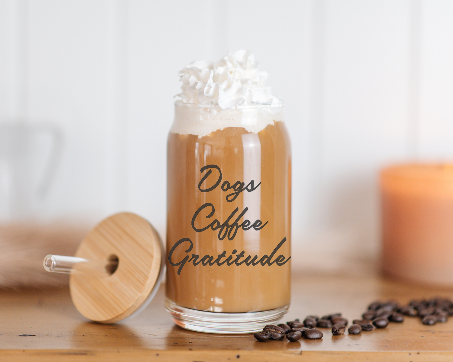 Dogs Coffee Gratitude coffee cup, coffee cups for dog lovers, iced coffee cups, beer can glass cups for dog lovers, dogs coffee gratitude