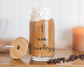 I am Enough Positive Affirmation Glass Cup, iced coffee glass cup,  beer can glass, mental health glass cup, mental health awareness products, positive affirmation coffee cup, positive affirmations