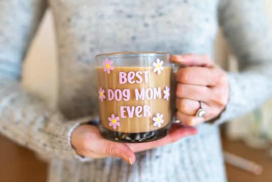 Best Dog Mom Clear Glass Mug