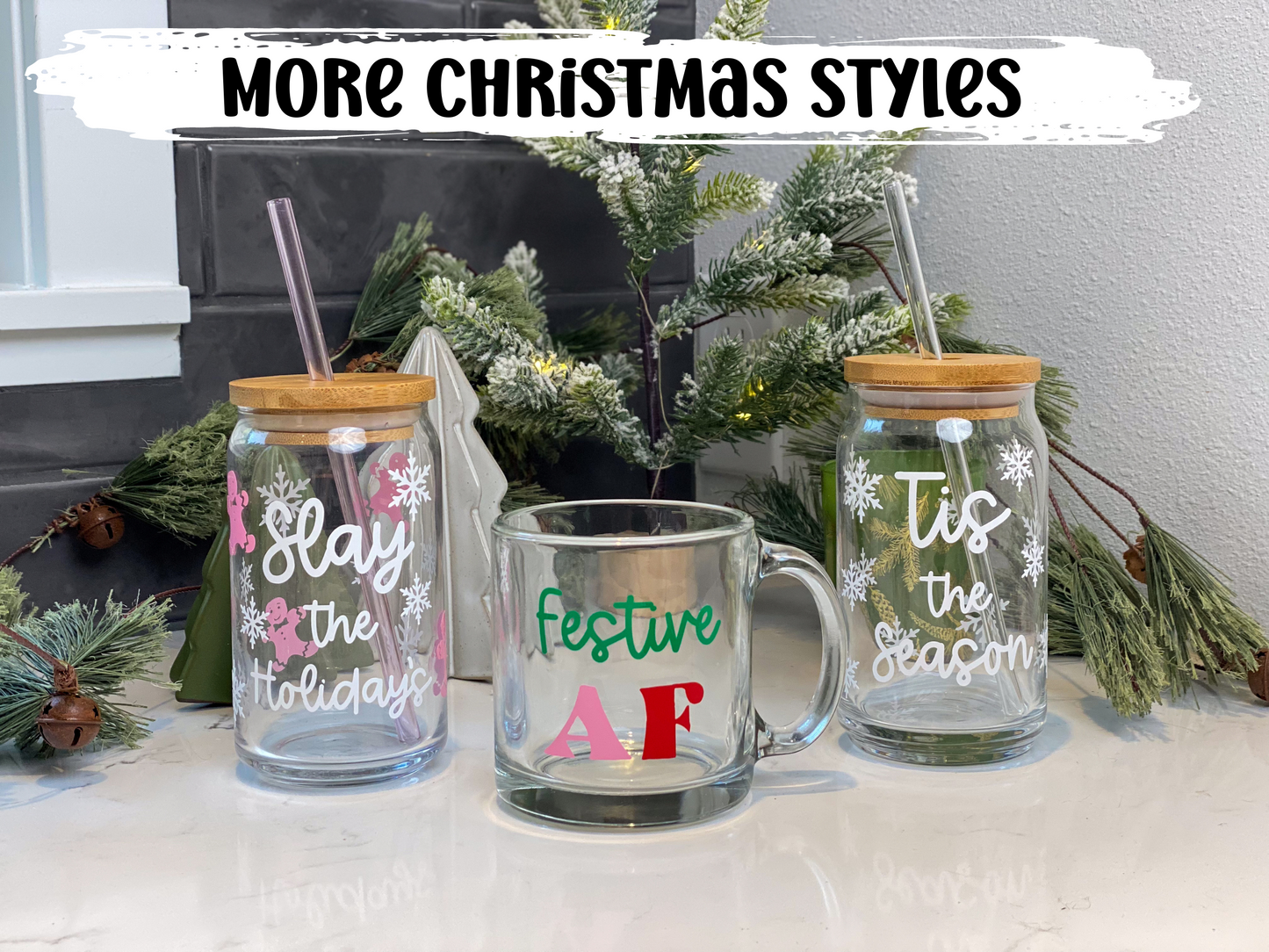 Festive Christmas Glass Cup