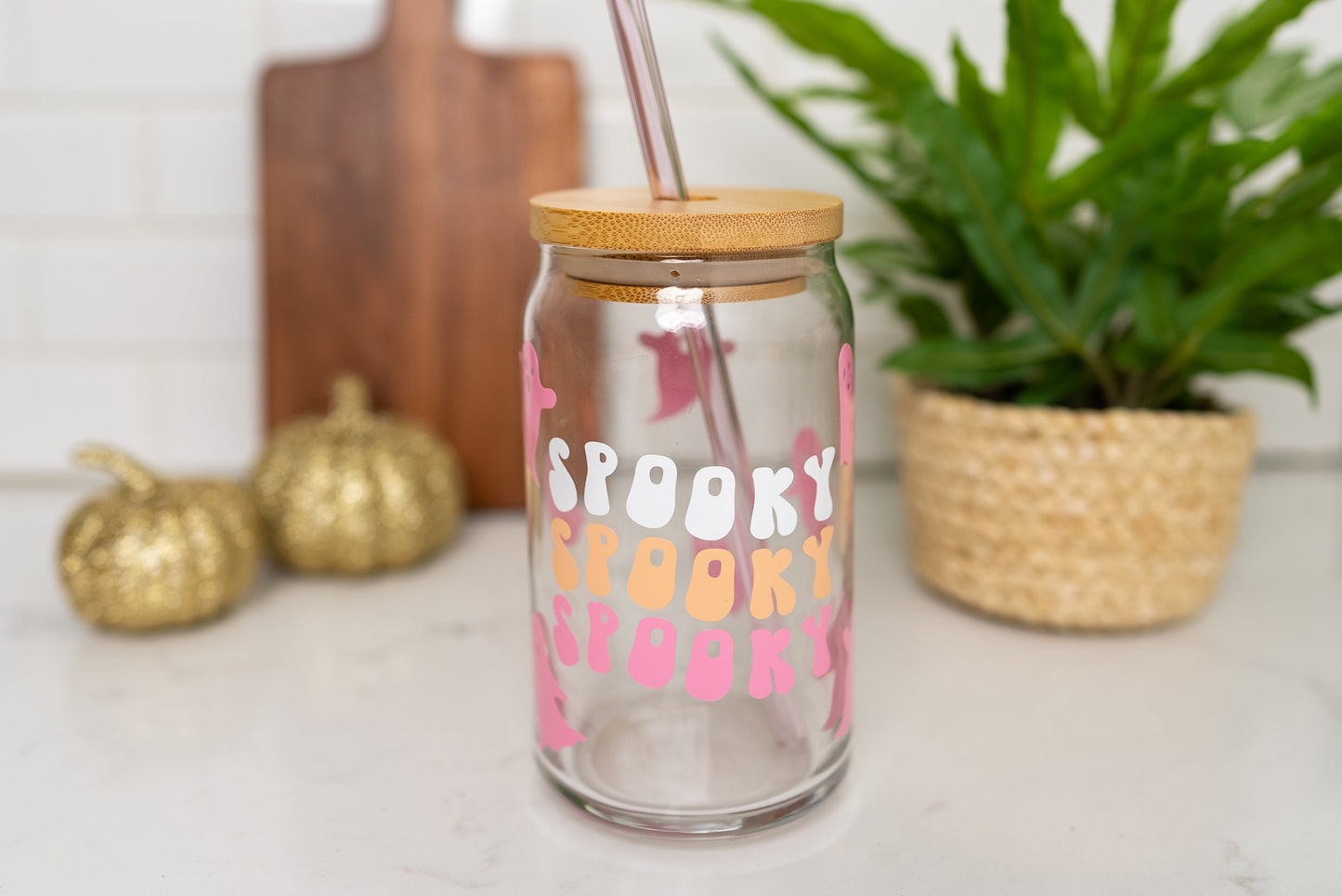 Spooky Ghosts Halloween Glass Cup