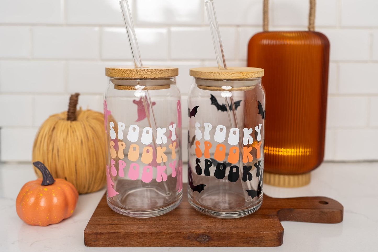 Spooky Bats Halloween Glass Cup