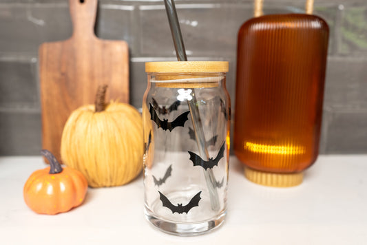 Bat Halloween Glass Cup