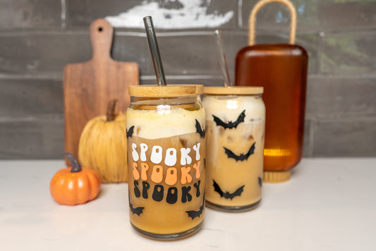 Spooky Bats Halloween Glass Cup