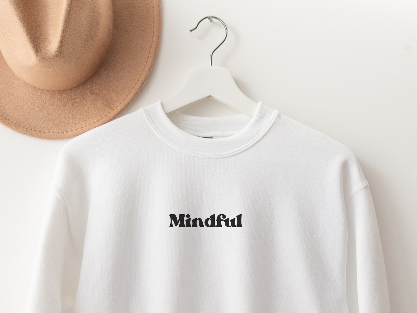 Mindful Crewneck, Breathe In Breathe Out on Sleeve