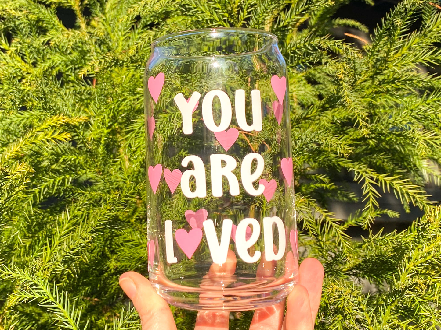 Galentines Day Hearts Glass Cup