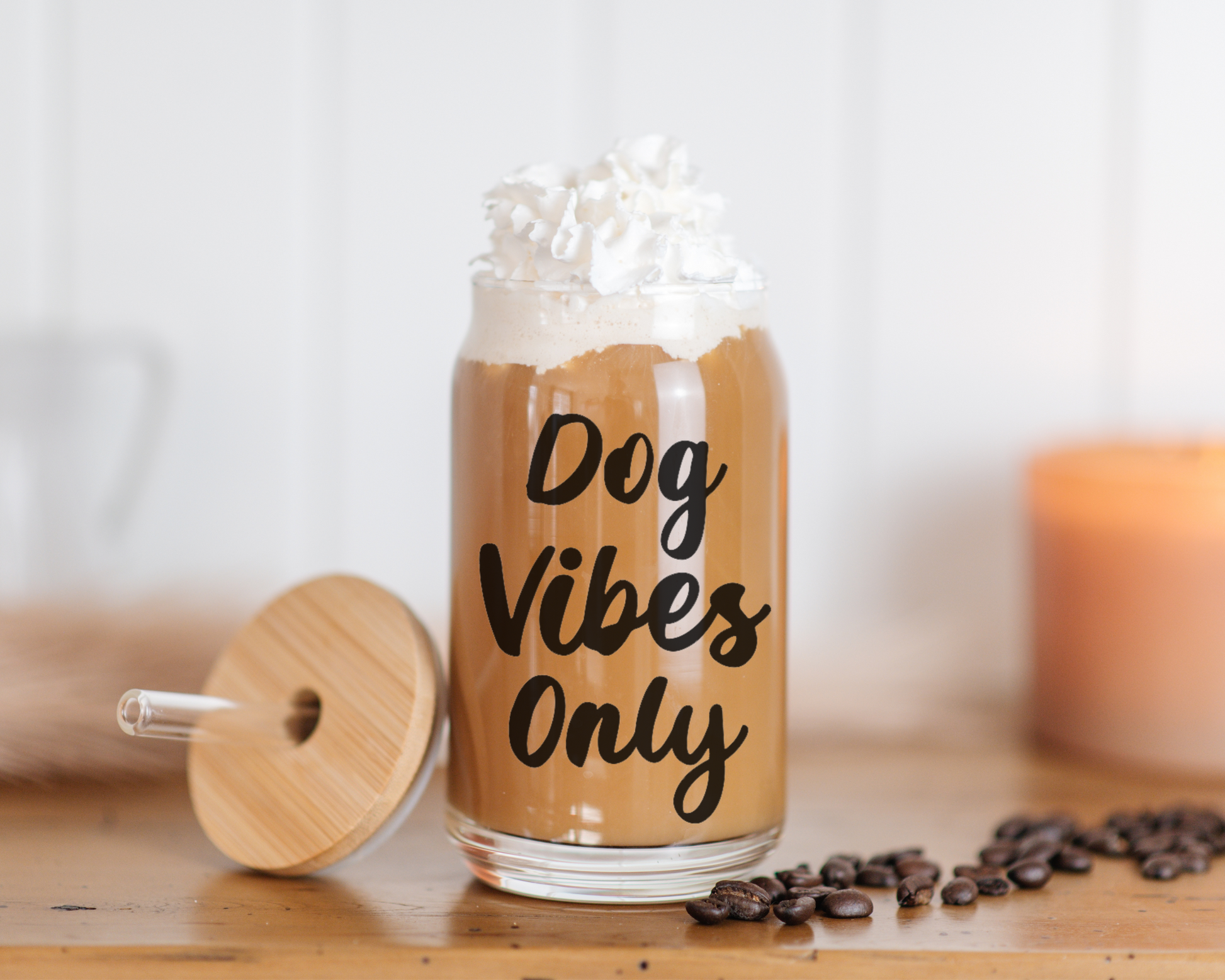 Dog vibes only glass cup, iced coffee cup, beer can glass cup, cup for dog lovers, gifts for dog lovers, dog mom gifts, dog vibes only iced coffee cup