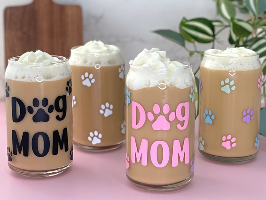 Dog mom glass cup, best dog mom coffee cup, coffee cup for dog moms, iced coffee cup for dog lovers, gifts for dog moms, iced coffee glass cup, beer can glass cup