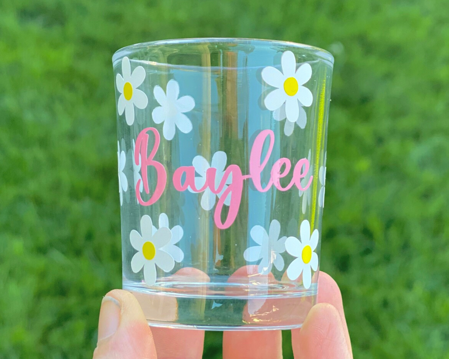 Personalized Daisy Shot Glass with Name