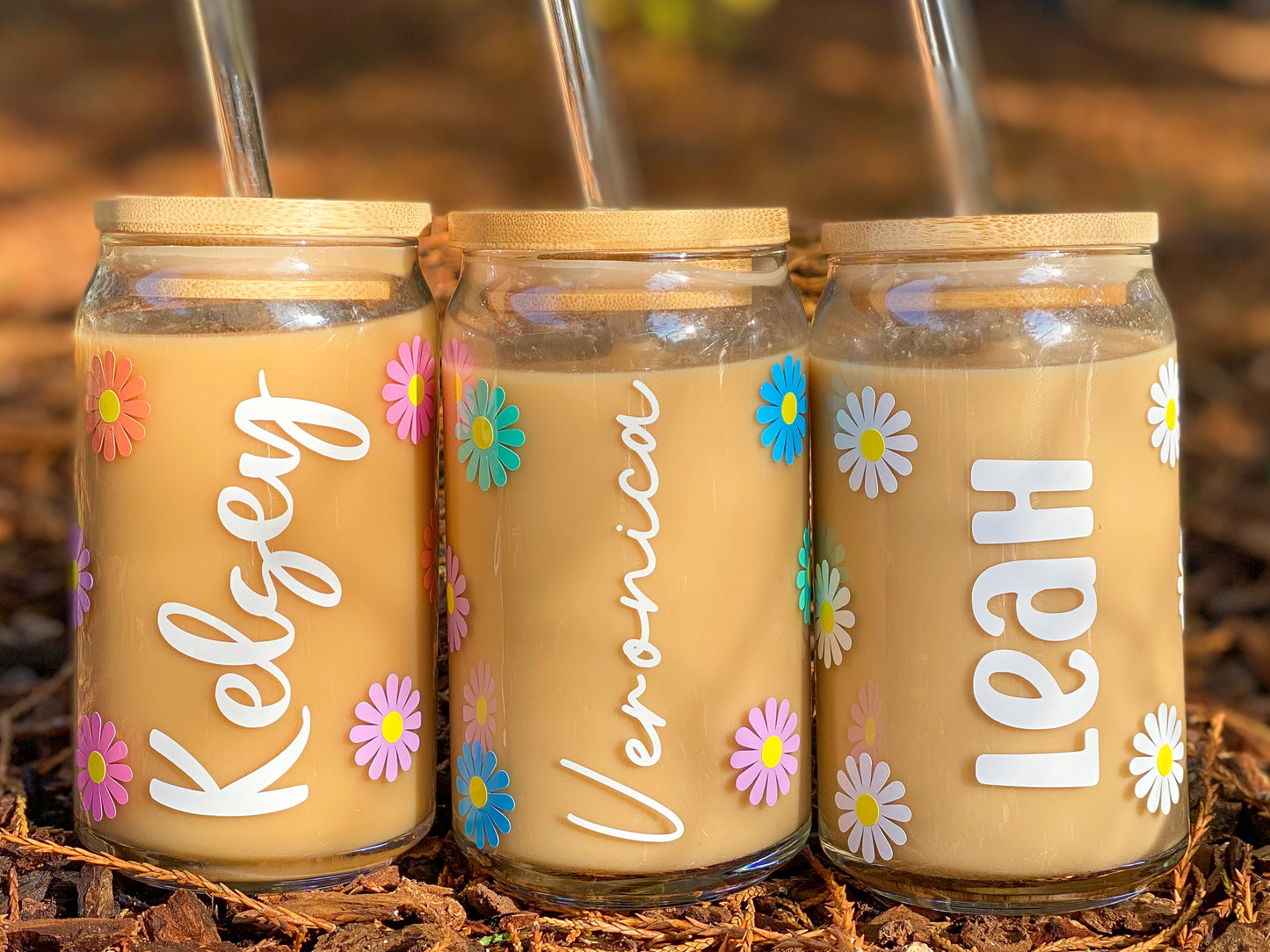 Personalized Daisy Glass Cup with Name