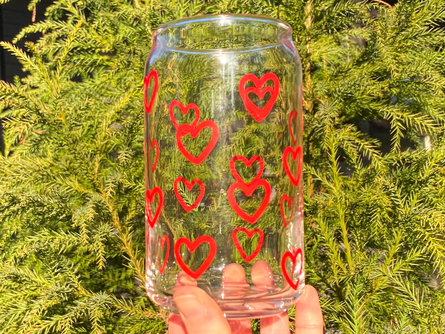 Valentines Day Hearts Glass Cup