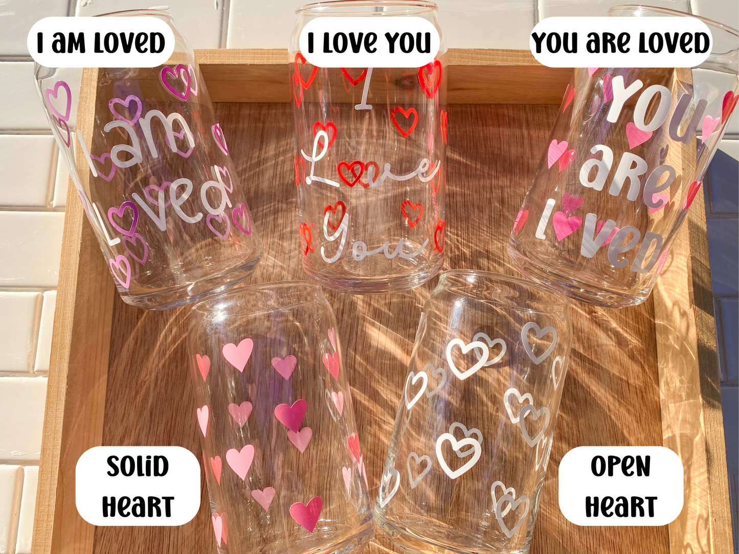 Love Hearts Glass Cup
